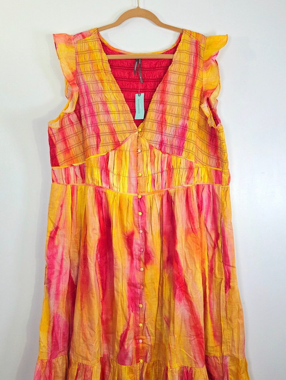 NWT ANTHROPOLOGIE THE PEREGRINE SMOCKED TIE DYE MIDI DRESS. - Picture 4 of 11